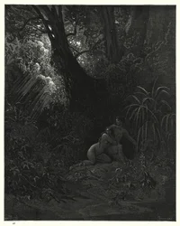 Illustration für Miltons Paradise Lost, Buch X, Zeilen 99-101